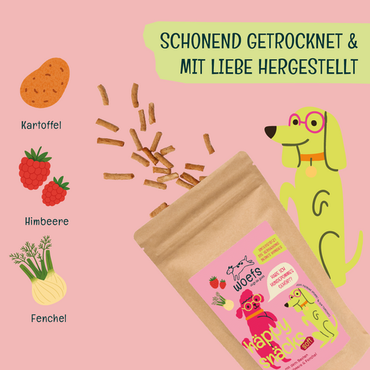 häppy snäcks — mit Kartoffel, Himbeere & Fenchel