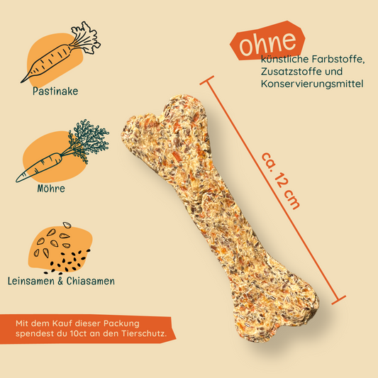 häppy kau — mit Pastinake, Möhre, Leinsamen & Chiasamen