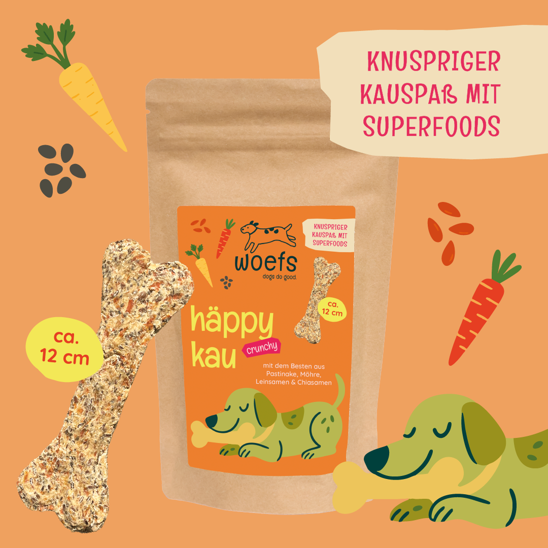 häppy kau — mit Pastinake, Möhre, Leinsamen & Chiasamen